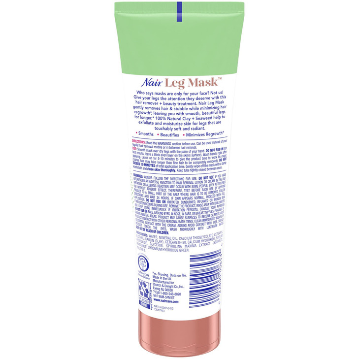 Nair Leg Mask Clay Exfoliate & Smooth 8 Ounce Tube (Pack of 2)