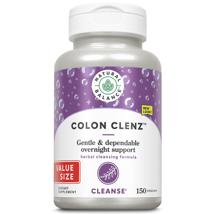 Natural Balance Colon Clenz | Herbal Colon Cleanse & Detox Supplement | Gentle & Dependable Overnight Formula (150 CT)