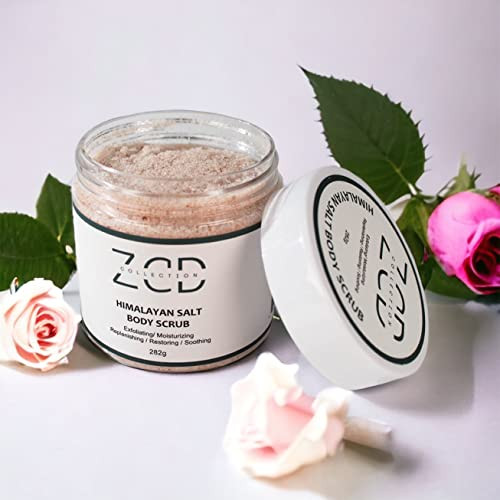 Dry Himalayan Salt Body Scrub | Rose | 282g | All Natural Ingredients Sweet Almond Oil, Grape Seed Oil, Jojoba Oil, Vitamin E, Aloe Vera | Exfoliatin