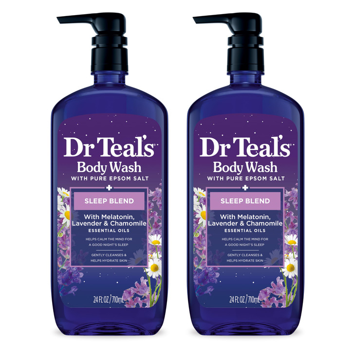 Dr Teal's Sleep Blend Body Wash with Pure Epsom Salt, Melatonin & Essential Oil Blend, 24 fl oz (Pack of 2)