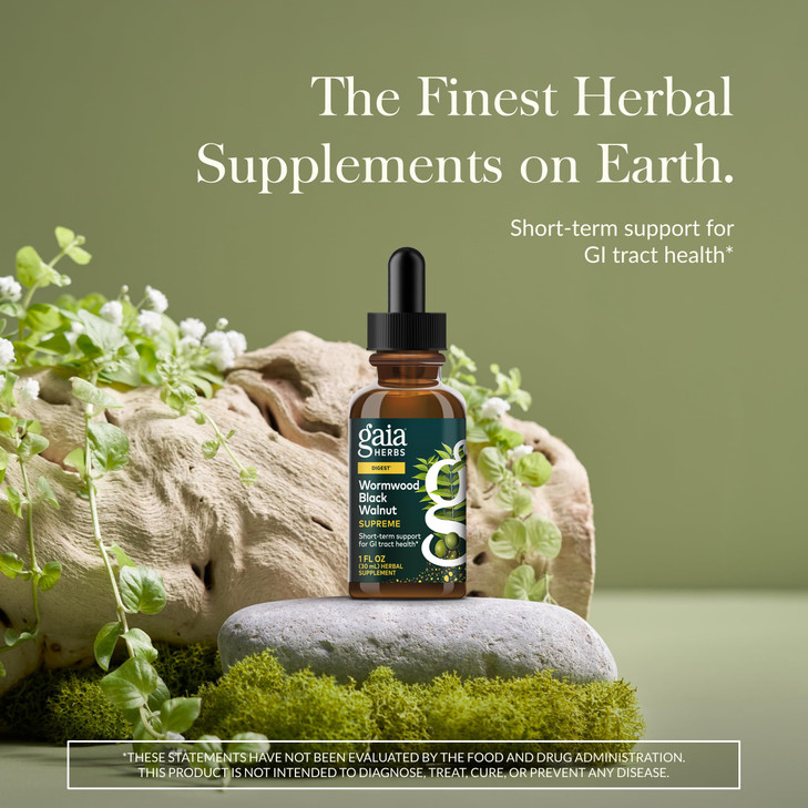 Gaia Herbs Wormwood Black Walnut Supreme - Digestive Support Supplement - Intestinal & Gut Health Support* - Ginger Root, Wormwood & Black Walnut - 1