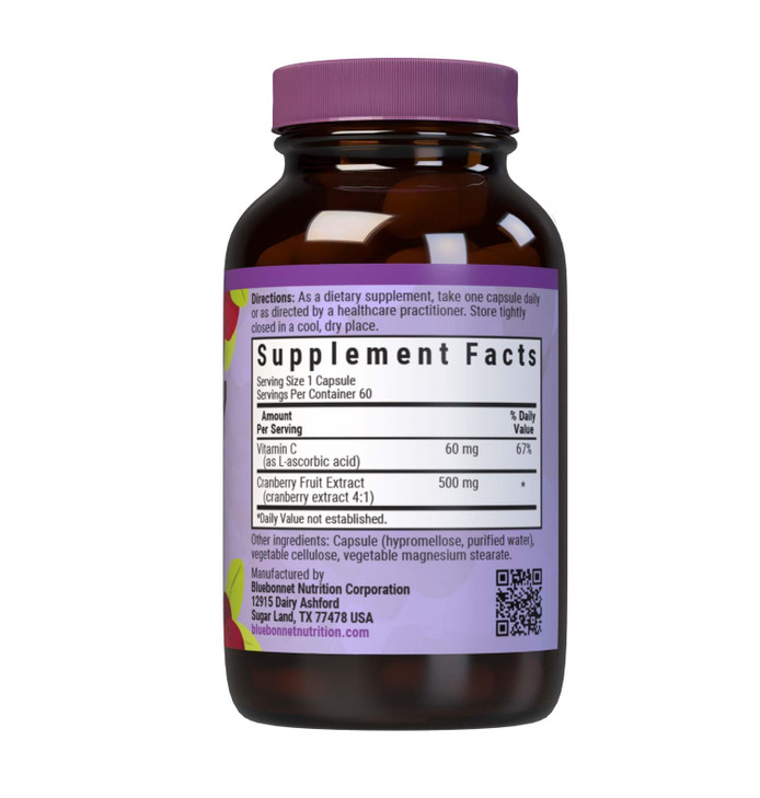 Bluebonnet Nutrition Cranberry Fruit Extract, Urinary Tract Support*, Non-GMO, Kosher-Certified, Vegan, Gluten-Free, Soy-Free, Dairy-Free, 60 Vegetab