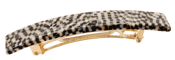 France Luxe Luxury Rectangle Barrette, Opera Silver - Classic French Design for Everyday Wear