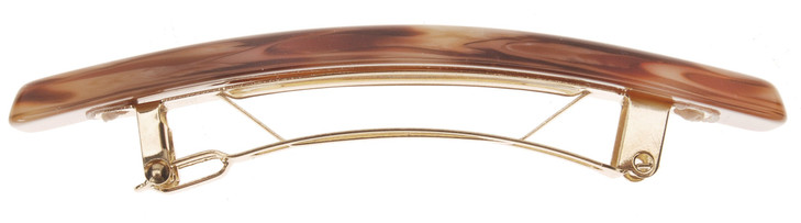 France Luxe Luxury Rectangle Barrette, Caramel Horn - Classic French Design for Everyday Wear