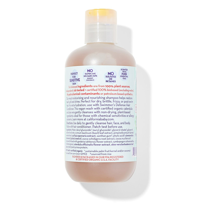 California Baby Swimmers Defense Baby Wash + Baby Shampoo | After Swim Hydrating Shampoo | 100% Plant-Based | Gentle Chlorine Removal | 8.5 oz
