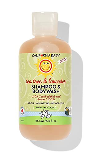 California Baby Tea Tree & Lavender Baby Wash + Baby Shampoo | 100% Plant-Based | Tea Tree Shampoo For Sensitive Skin | Hypoallergenic | 251mL / 8.5o