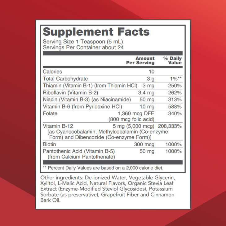 PROTOCOL FOR LIFE BALANCE Liquid B-12 5,000mcg - Nervous System Support - with B Vitamins - Dairy Free & Vegan Vitamin B Liquid - 4 fl oz