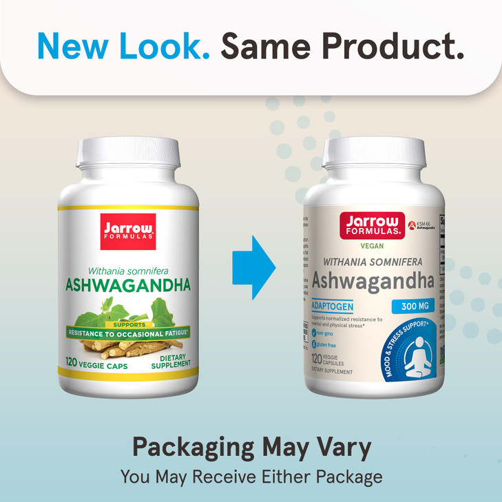Jarrow Formulas Ashwagandha Capsules, 300 mg Supplement Supports Normalized Resistance to Mental and Physical Stress, 120 Veggie Capsules, 60 Day Sup