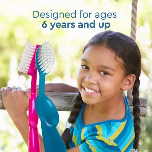 RADIUS Kidz Toothbrush Children's Right Hand BPA Free ADA Accepted Designed to Clean Teeth & Gums for Children 6 Years & Up - Pink Purple Green - Pac