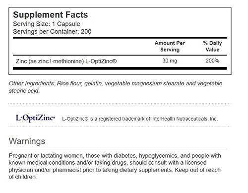 Vitacost L-OptiZinc - 30 mg - 200 Capsules