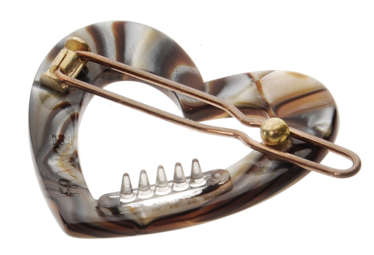 France Luxe Mini Heart Tige Boule Barrette, Onyx