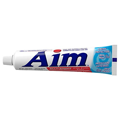 Aim Cavity Protection Anticavity Fluoride Toothpaste, Ultra Mint Gel, 6 Ounce - Pack of 6