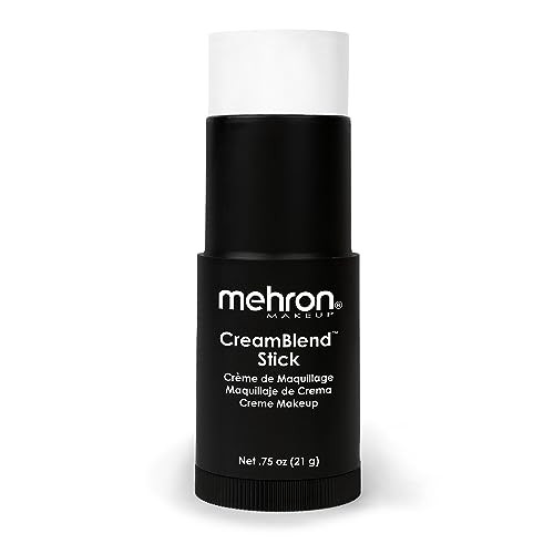 Mehron Makeup CreamBlend Stick | Face Paint, Body Paint, & Foundation Cream Makeup | Perfect for Halloween .75 oz (21 g) (White)