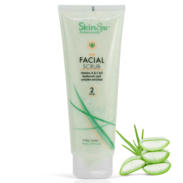 SKIN SPA - Exfoliating Face Wash Scrub, Aloe Vera 8 Oz - Exfoliates and Removes Dead Skin- Made with Pumice, Infused with Hyaluronic Acid, Amino Acid