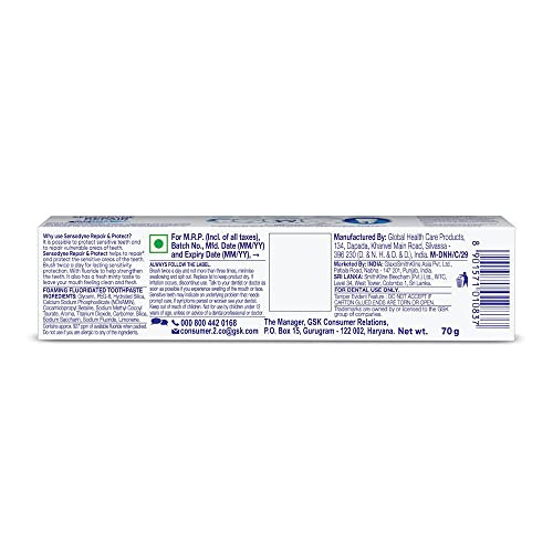 Sensodyne Repair & Protect Toothpaste | 70g (2.46 Ounce) | Pack of 4