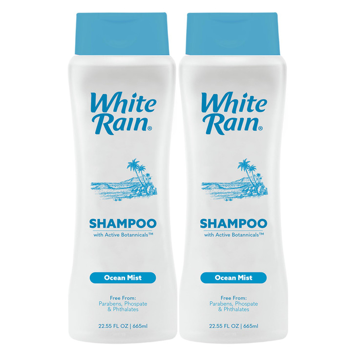 White Rain Moisturizing Shampoo - Ocean Mist Scent, Pack of 2 (15 fl oz Each), Hydrating Shampoo for Men & Women, Paraben-Free & Cruelty-Free with Wh
