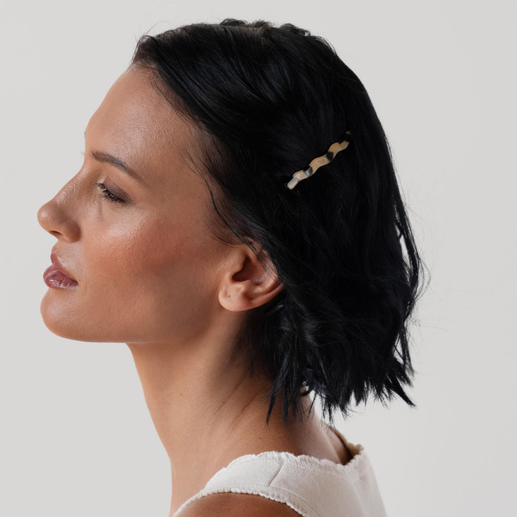 France Luxe Wavy Tige Boule Barrette - Ivory Tokyo