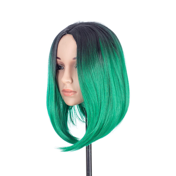 SWACC Ombre Colors Straight Short Hair Bob Wig Synthetic Colorful Cosplay Daily Party Flapper Wig for Women with Wig Cap (Pink)