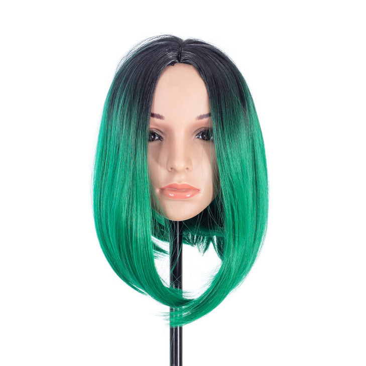 SWACC Ombre Colors Straight Short Hair Bob Wig Synthetic Colorful Cosplay Daily Party Flapper Wig for Women with Wig Cap (Pink)