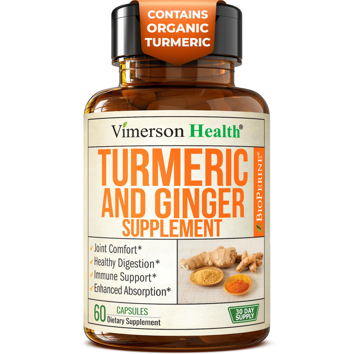 Turmeric Curcumin Supplement with Ginger Root for Joint Support, Digestive & Gut Health - Contains Organic Turmeric Curcumin with Black Pepper (Biope