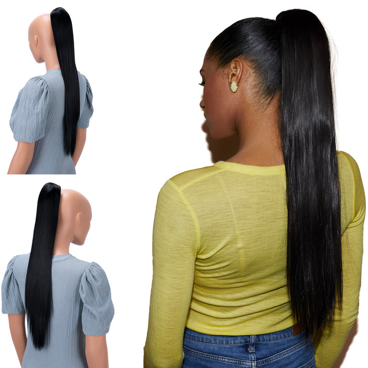 CAISHA 24" Hairpiece Ponytail Clip On Extension Long Hair Straight Light Brown H608