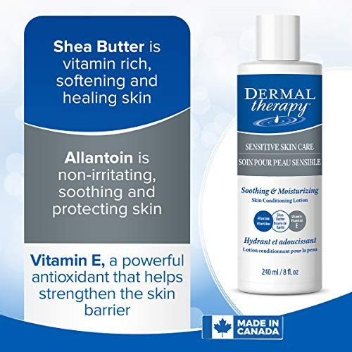 Dermal Therapy Sensitive Skin Lotion - Calming, Non-Irritating Lotion with 15% Allantoin, 10% Shea Butter, Vitamin E - Soothing Relief for Dry, Itchy