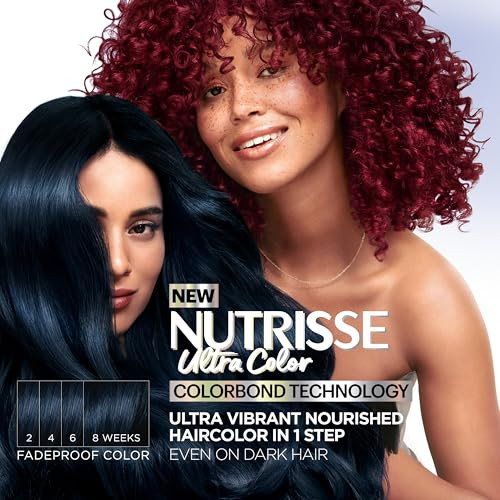 Garnier Hair Color Nutrisse Ultra Color Nourishing Creme, BR2 Dark Intense Burgundy (Passion Fruit) Red Permanent Hair Dye, 2 Count (Packaging May Va