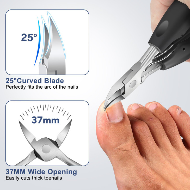 Toenail Clippers for Seniors Thick Toenails - Wide Jaw Opening Large Toe Nail Clippers for Thick Ingrown Nails, Professional Sharp Heavy Duty Nail Cl