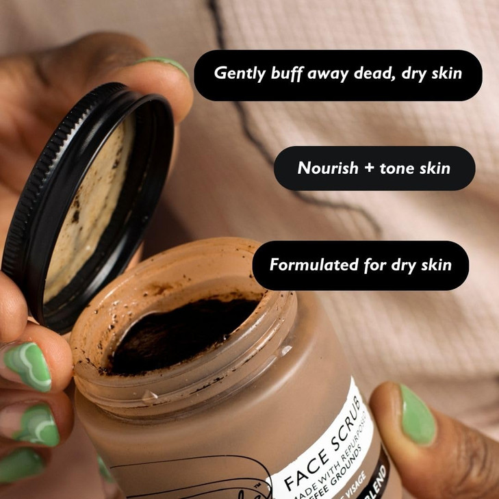 UpCircle Coffee Face Scrub - Citrus Blend For Normal + Dry Skin 3.5oz- Shea Butter, Coconut + Rosehip Oil - Natural, Vegan Face Exfoliator For Soft,