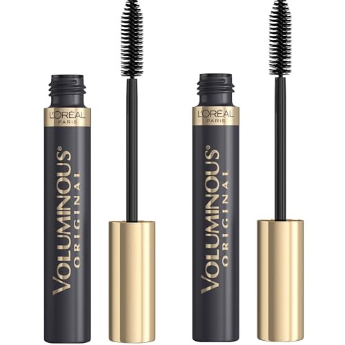 LOreal Paris Original Voluminous Mascara, Building Mascara Volume and Length Formula, Washable, Blackest Black, 0.28 Fl Oz., 2 Count