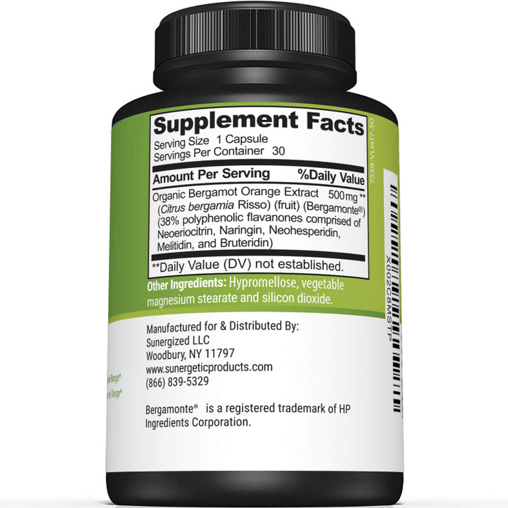 Sunergetic Bergamot CapsulesFormulated with Organic Bergamot ExtractClinically Studied Bergamonte® to Support Healthy Cholesterol Levels Within Nor