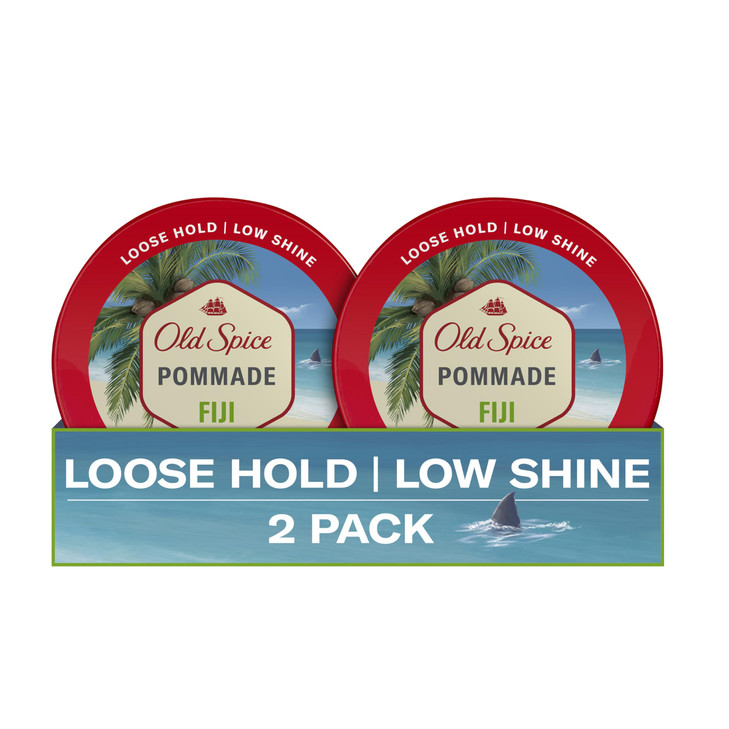 Old Spice Hair Fiji Pomade for Men, Loose Hold, Low Shine, Men's Hair Styling, 2.22 Oz Each, Twin Pack