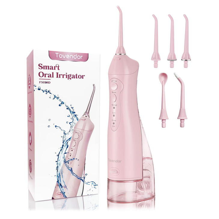 TOVENDOR Electric Water Dental Flosser Teeth Pick, Cordless Flossers Oral Irrigator IPX7 Waterproof 300ML Rechargeable Travel Water Teeth Cleaner wit