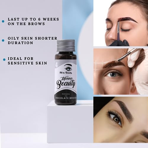 Henna for Brow Coloring and Tinting All in Beauty, Made from Natural and Harmless Ingredients, Tint your Brows, Long Lasting and Waterproof (Chocolat