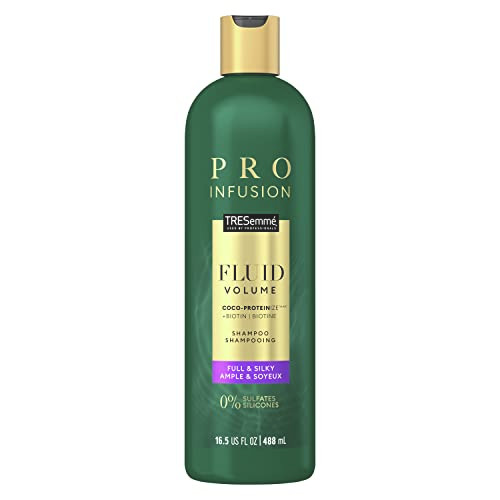 TRESemmé Cruelty-Free Pro Infusion Fluid Volume Sulfate Free Shampoo For Full & Silky Hair Infused With Natural Coconut Droplets + Plant-Based Salon