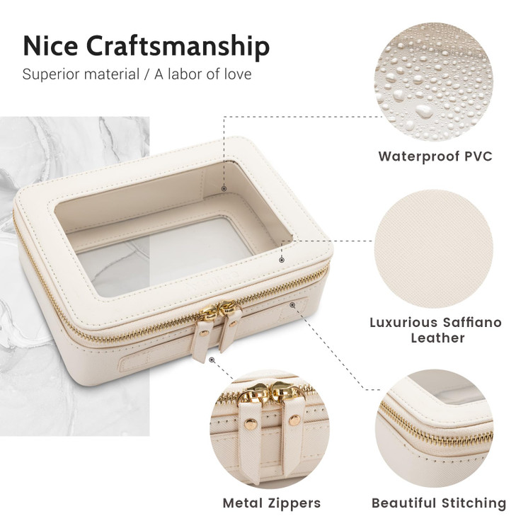 Aveniee Clear Makeup Bag Organizer, Travel Toiletry Bag Cosmetic Case for Women, Portable Make Up Skincare Pouch Car Organizer Bag with Zippers for E