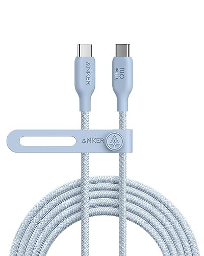 Anker USB C Cable, 240W Bio-Braided Type C Fast Charge Cord for iPhone 17/17 Pro, MacBook Pro 2020, iPad Pro,and More(USB 2.0, 10FT, Ice Lake Blue)