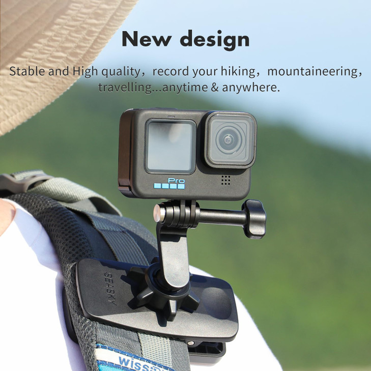 SEASKY B1 Backpack Strap Mount Clip Clamp Holder Magnetic Multi Function for Gopro Hero13/12/11/10/9 DJI Action 5/4/3/2 Pocket 3 2 Insta360 X4 X3 X2