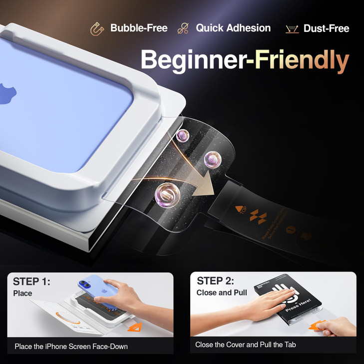 SMARTDEVIL 3 Pack Tempered Glass for iPhone 16 Screen Protector, Military-Grade Shatterproof Protection, 9H Hardness, Fast & Easy Installation, Case