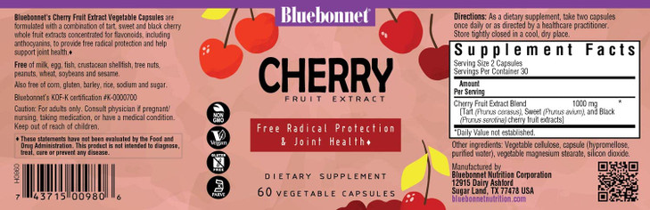 BlueBonnet Super Fruit Cherry Fruit Extract Supplement, 60 Count