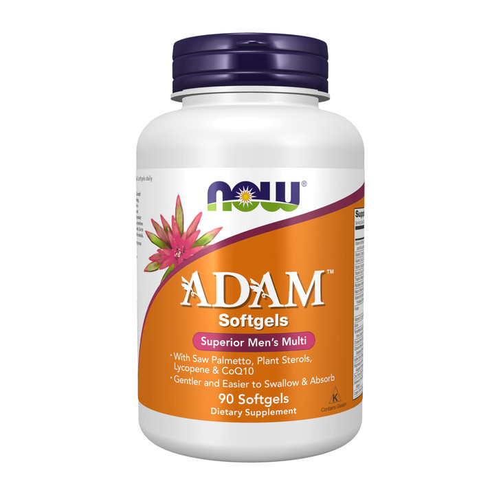 NOW Supplements, ADAM Men's Multivitamin with Saw Palmetto, Plant Sterols, Lycopene & CoQ10, 90 Softgels