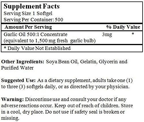 Nu-Health Garlic Oil Concentrate, 1500 Mg 500 Softgels