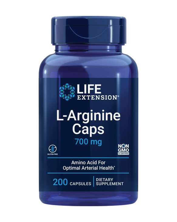 Life Extension L-Arginine Caps, 700 mg, Vitamin C & Amino Acid for Optimal arterial Health, Supports Heart & Immune Health, Healthy Tissue & Bones, G