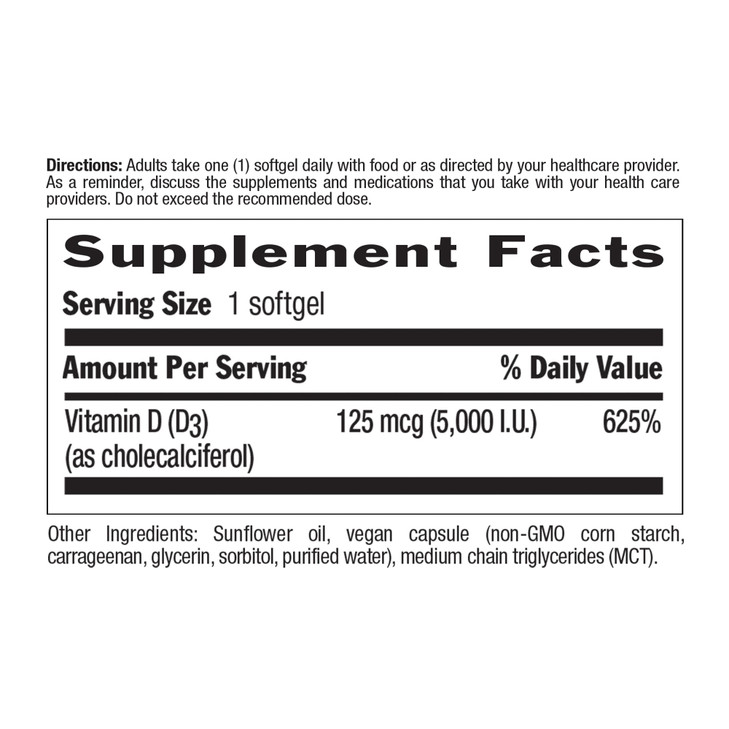 Country Life Vegan D3 5000 IU  Plant-Derived Vitamin D3 from Lichen  High Potency Immune & Bone Support  Certified Vegan, Gluten-Free, Non-GMO  3