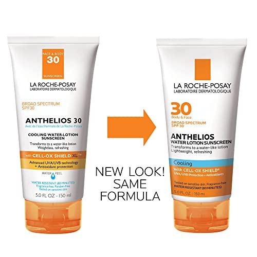 La Roche-Posay Anthelios Cooling Water Sunscreen Lotion, Water Based Sunscreen for Face & Body, Broad Spectrum SPF + Antioxidants, Fast Absorbing Wat