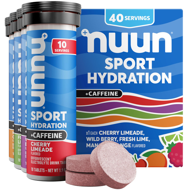 Nuun Sport Electrolyte Tablets with Caffeine from Green Tea Extract, Magnesium, Calcium, Potassium, Chloride & Sodium, Gluten Free & Vegan, Mixed Fla