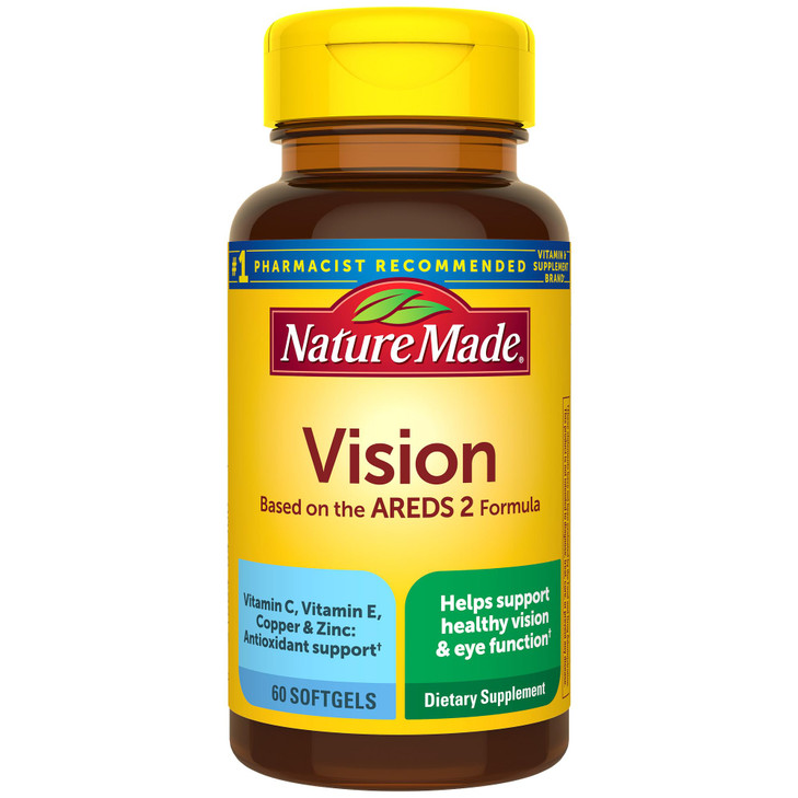 Nature Made Vision Based on the AREDS 2 Formula, Eye Vitamins with Lutein & Zeaxanthin, Vitamin C, Vitamin E, Zinc and Copper for Healthy Vision and