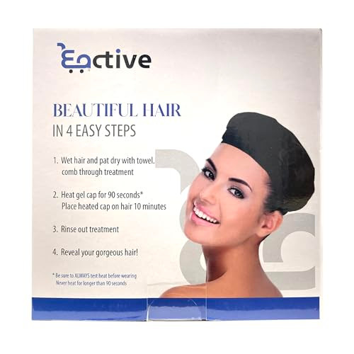 Eactive Cordless Deep Conditioning Heat Cap - Hair Styling and Treatment Steam Cap | Heat Therapy and Thermal Spa Hair Steamer Gel Cap - Black Univer