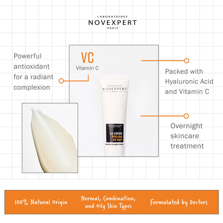 Novexpert The Peeling Night Cream - Visibly Brighter Skin - Smooth And Radiant Complexion - Deeply Exfoliates And Nourishes - Hypoallergenic - Vegan