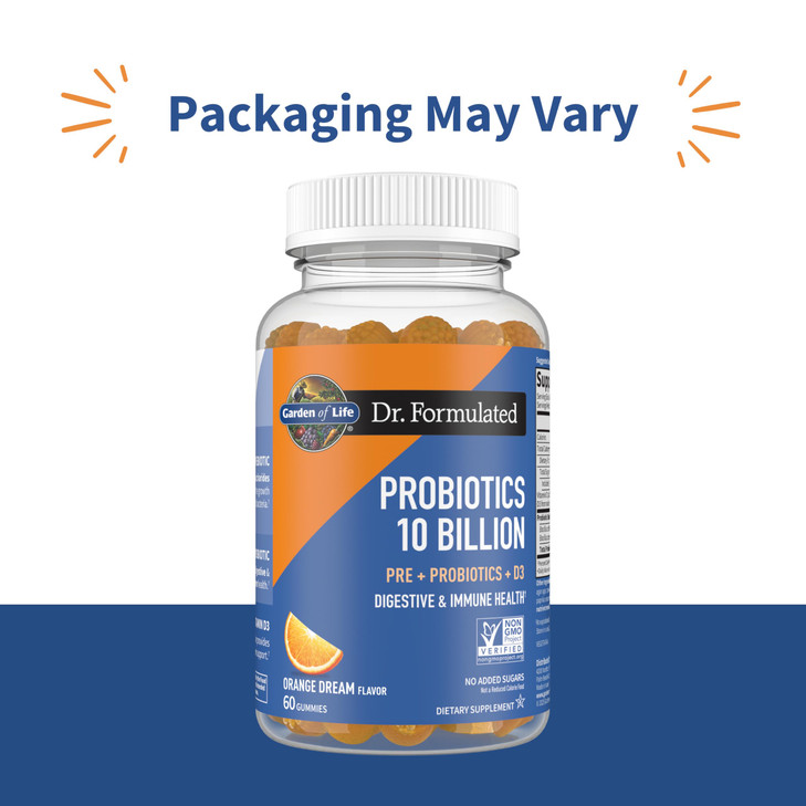Garden of Life Dr Formulated 10 Billion CFU Prebiotic Fiber & Probiotic Gummies with Vitamin D3 for Digestive and Immune Health  Gluten Free, Non GM